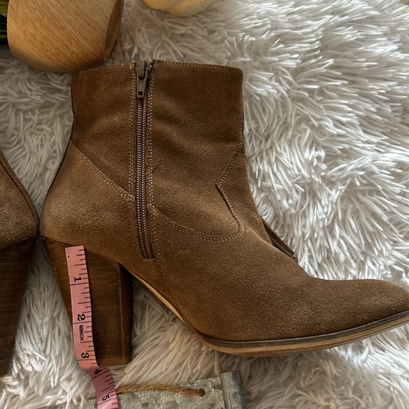 Anthropologie Howsty Marci Fringe ankle boots sz 40 brown tan/suede tassel - Picture 5 of 10